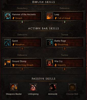 Barbarian Hammer of Ancient Skill Build in Hardcore