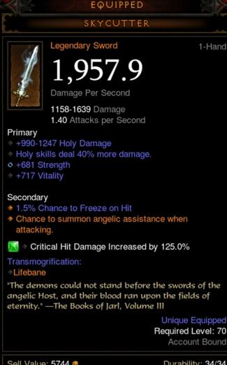 Diablo 3 Reaper of Souls Crusader One Hand Holy Damage Build